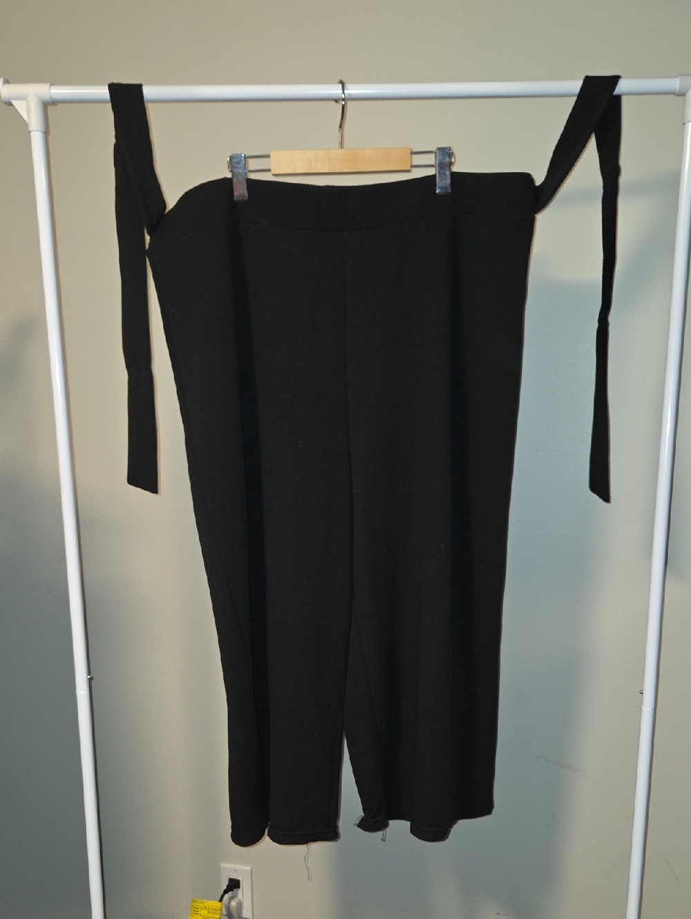 Tie-Strap Black Wide-Leg Dress Pants Size 3x